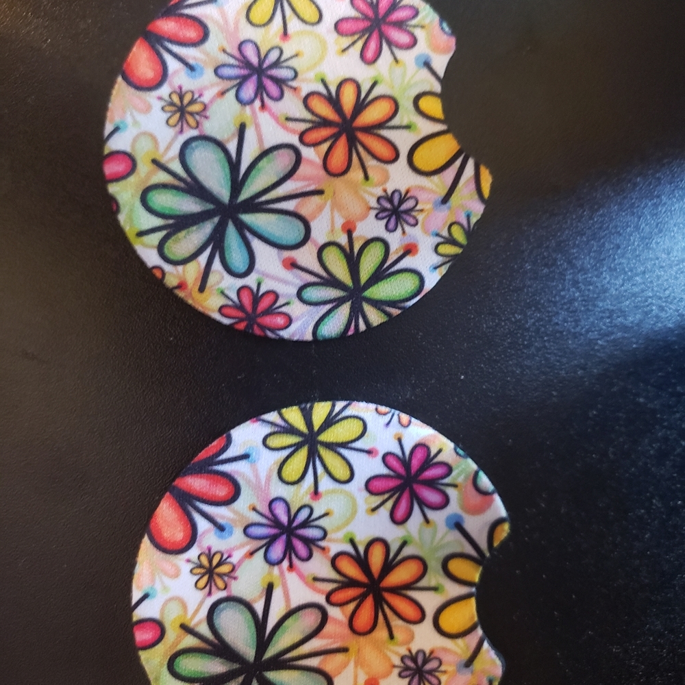 4/$20 Doodle Flower Car Coasters